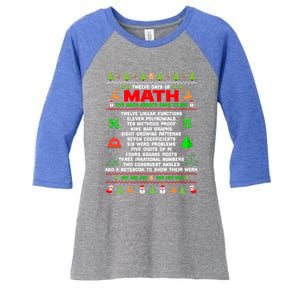 Twelve Days Of Math Teacher Students Ugly Sweater Christmas Gift Women's Tri-Blend 3/4-Sleeve Raglan Shirt