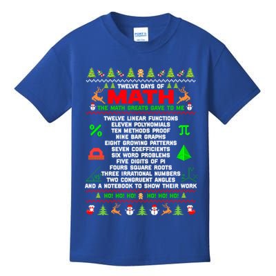 Twelve Days Of Math Teacher Students Ugly Sweater Christmas Gift Kids T-Shirt