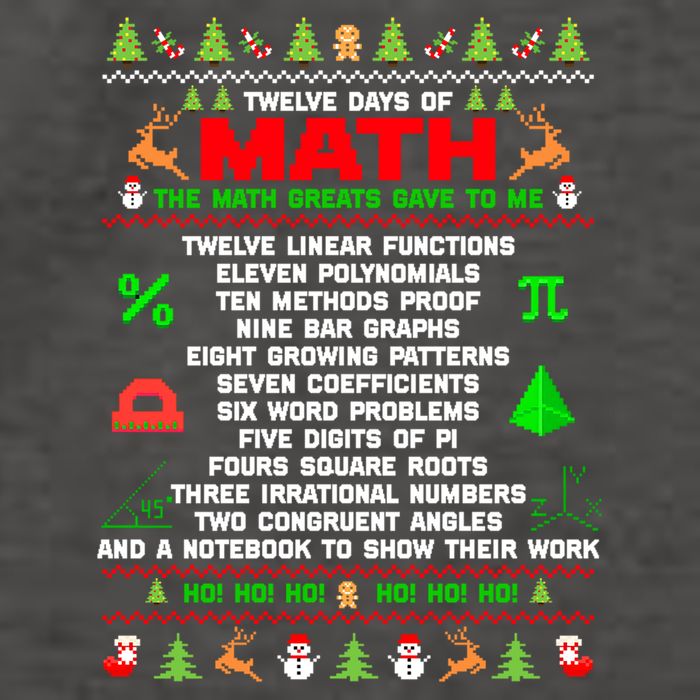 Twelve Days Of Math Teacher Students Ugly Sweater Christmas Gift Vector Backpack