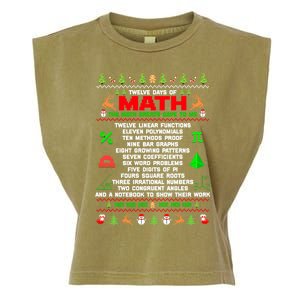 Twelve Days Of Math Teacher Students Ugly Sweater Christmas Gift Garment-Dyed Women's Muscle Tee