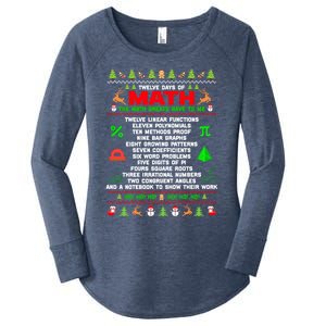 Twelve Days Of Math Teacher Students Ugly Sweater Christmas Gift Women's Perfect Tri Tunic Long Sleeve Shirt