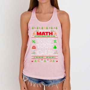 Twelve Days Of Math Teacher Students Ugly Sweater Christmas Gift Women's Knotted Racerback Tank