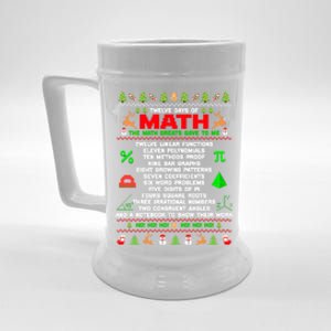 Twelve Days Of Math Teacher Students Ugly Sweater Christmas Gift Beer Stein