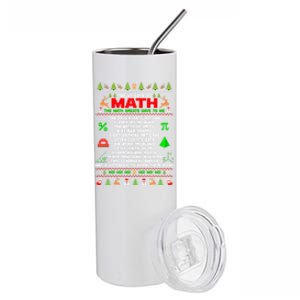 Twelve Days Of Math Teacher Students Ugly Sweater Christmas Gift Stainless Steel Tumbler