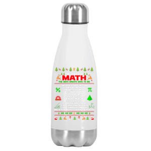 Twelve Days Of Math Teacher Students Ugly Sweater Christmas Gift Stainless Steel Insulated Water Bottle