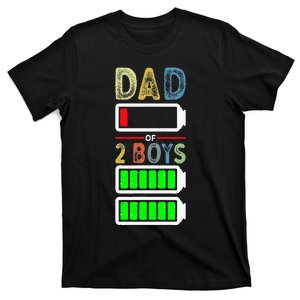 Tired Dad Of 2 Two Boy Low Battery T-Shirt