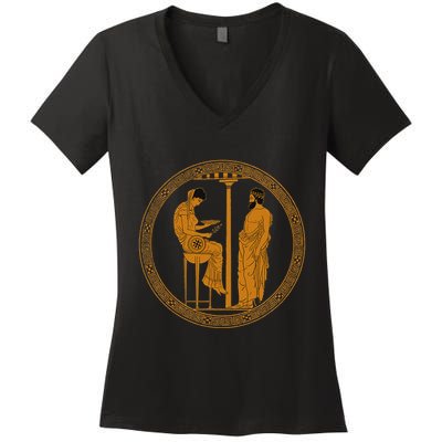 The Delphic Oracle King Aigeus In Front Of The Pythia Women's V-Neck T-Shirt