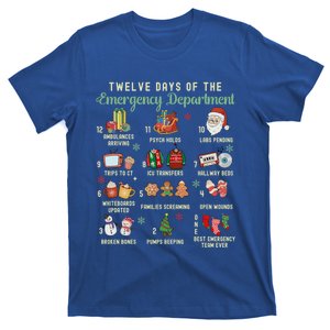 Twelve Days Of The Emergency Departt Christmas Nurse Cute Gift T-Shirt