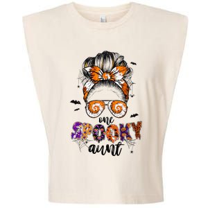 Tie Dye One Spooky Aunt Halloween Monster Messy Bun Aunt  Garment-Dyed Women's Muscle Tee