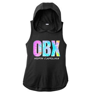 Tie Dye OBX North Carolina Outer Banks Ladies PosiCharge Tri-Blend Wicking Draft Hoodie Tank