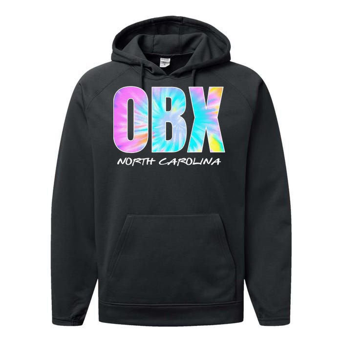 Tie Dye OBX North Carolina Outer Banks Performance Fleece Hoodie