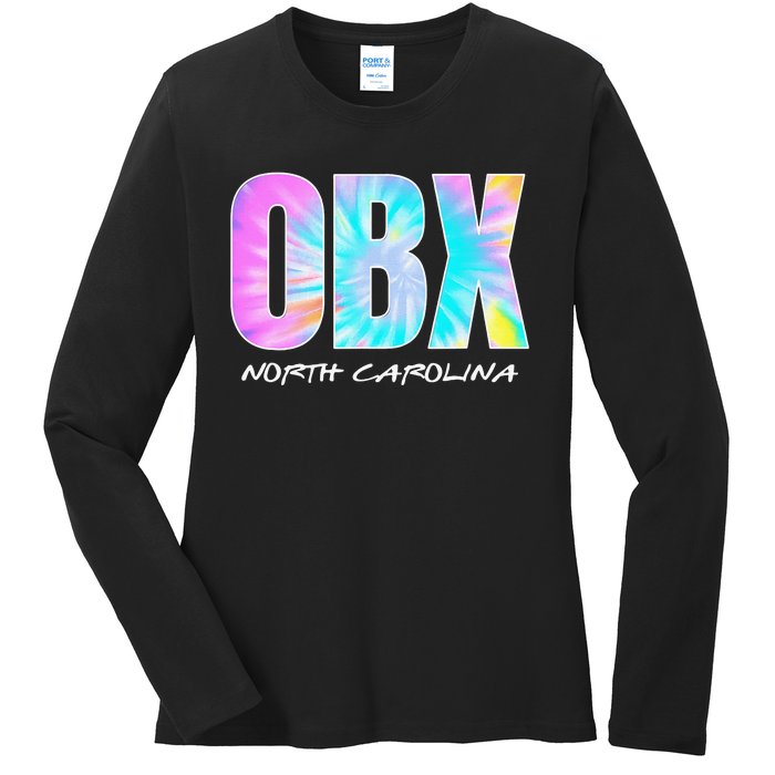 Tie Dye OBX North Carolina Outer Banks Ladies Long Sleeve Shirt