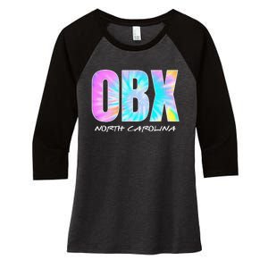 Tie Dye OBX North Carolina Outer Banks Women's Tri-Blend 3/4-Sleeve Raglan Shirt