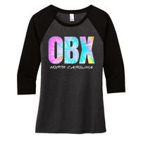 Tie Dye OBX North Carolina Outer Banks Women's Tri-Blend 3/4-Sleeve Raglan Shirt