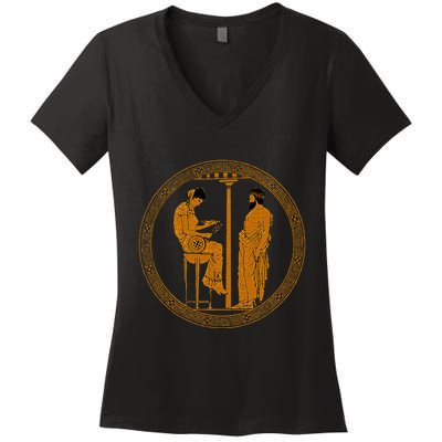 The Delphic Oracle King Aigeus In Front Of The Pythia Women's V-Neck T-Shirt