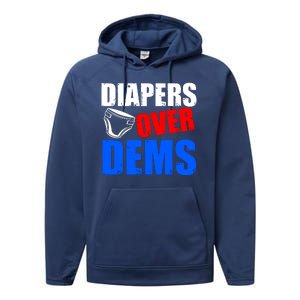 Trump Diapers Over Dems Performance Fleece Hoodie