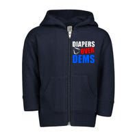 Trump Diapers Over Dems Toddler Zip Fleece Hoodie