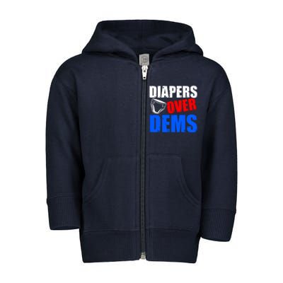 Trump Diapers Over Dems Toddler Zip Fleece Hoodie