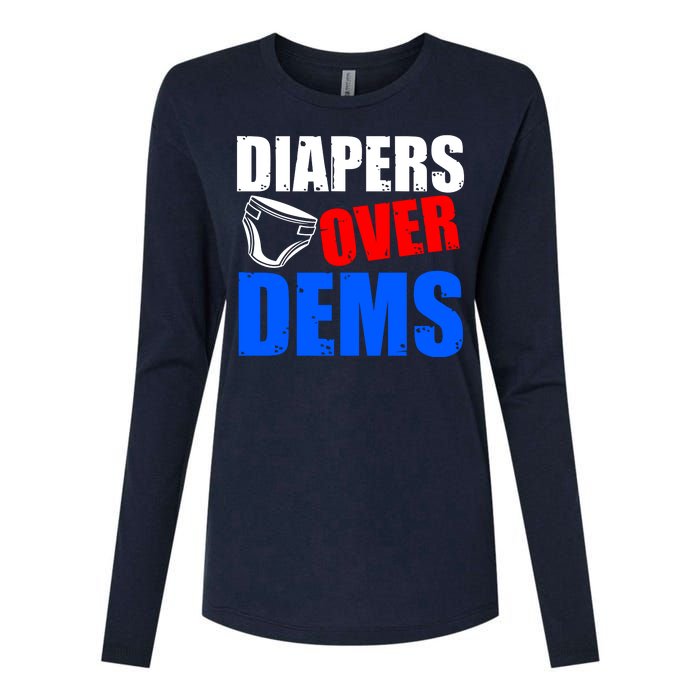 Trump Diapers Over Dems Womens Cotton Relaxed Long Sleeve T-Shirt