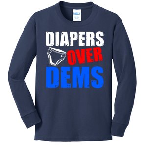 Trump Diapers Over Dems Kids Long Sleeve Shirt