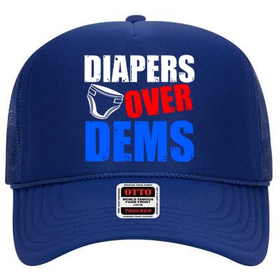 Trump Diapers Over Dems High Crown Mesh Back Trucker Hat