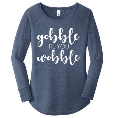 Turkey Dinner Outfit Gobble Till You Wobble Thanksgiving Gift Women's Perfect Tri Tunic Long Sleeve Shirt