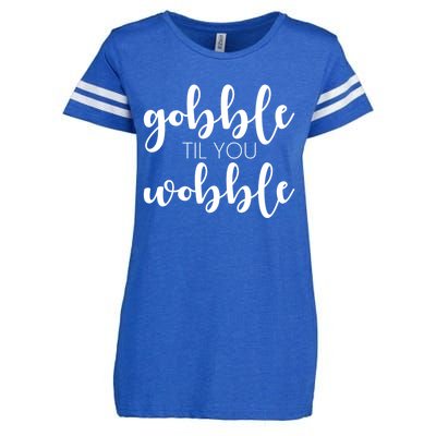 Turkey Dinner Outfit Gobble Till You Wobble Thanksgiving Gift Enza Ladies Jersey Football T-Shirt