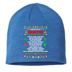 Twelve Days Of Math Teacher Students Ugly Christmas Funny Gift Sustainable Beanie