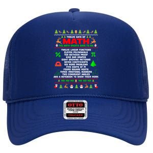 Twelve Days Of Math Teacher Students Ugly Christmas Funny Gift High Crown Mesh Back Trucker Hat