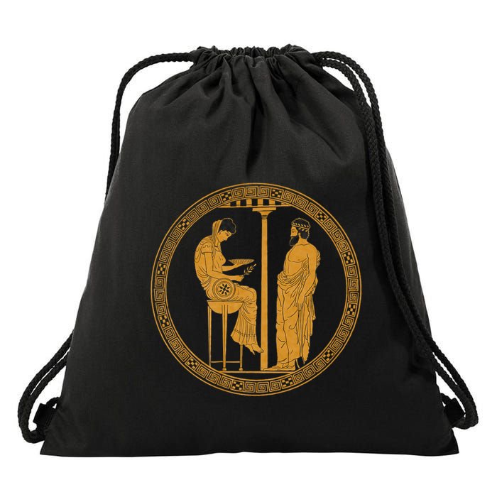 The Delphic Oracle King Aigeus In Front Of The Pythia Drawstring Bag