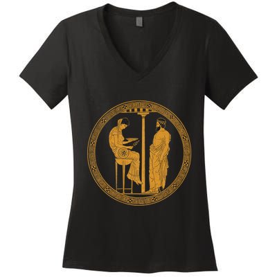 The Delphic Oracle King Aigeus In Front Of The Pythia Women's V-Neck T-Shirt