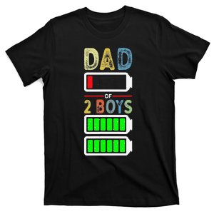 Tired Dad of 2 Two Low Battery Funny Father's Day T-Shirt