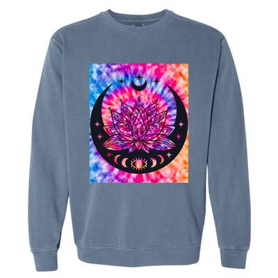 Tie Die Ohm Yoga Lotus Moon Yoga Eastern Namaste Gift Garment-Dyed Sweatshirt