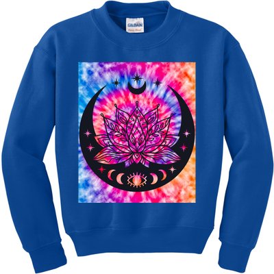 Tie Die Ohm Yoga Lotus Moon Yoga Eastern Namaste Gift Kids Sweatshirt