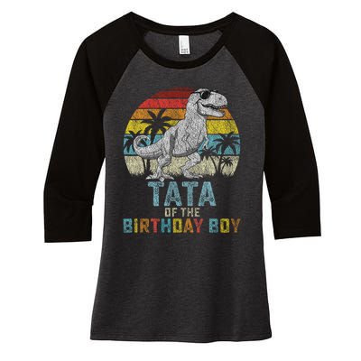 Tata Dinosaur Of The Birthday Matching Family Women's Tri-Blend 3/4-Sleeve Raglan Shirt