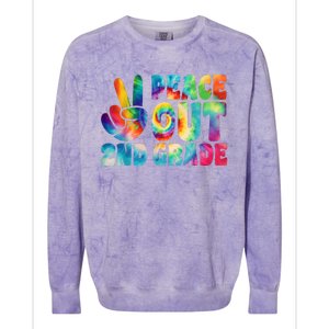 Tie Dye Peace Out Second Grade Cute Last Day Of 2nd Grade Colorblast Crewneck Sweatshirt