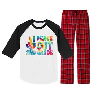 Tie Dye Peace Out Second Grade Cute Last Day Of 2nd Grade Raglan Sleeve Pajama Set