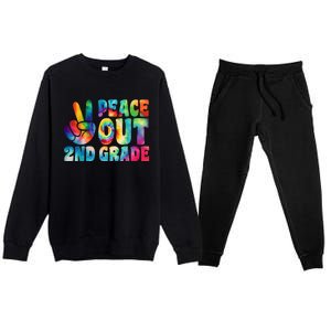 Tie Dye Peace Out Second Grade Cute Last Day Of 2nd Grade Premium Crewneck Sweatsuit Set