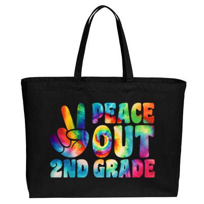 Tie Dye Peace Out Second Grade Cute Last Day Of 2nd Grade Cotton Canvas Jumbo Tote