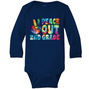 Tie Dye Peace Out Second Grade Cute Last Day Of 2nd Grade Baby Long Sleeve Bodysuit