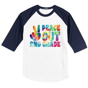 Tie Dye Peace Out Second Grade Cute Last Day Of 2nd Grade Baseball Sleeve Shirt