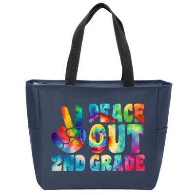 Tie Dye Peace Out Second Grade Cute Last Day Of 2nd Grade Zip Tote Bag