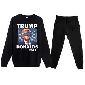 Trump Donalds Presidential Election 2024 Gift Premium Crewneck Sweatsuit Set