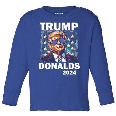 Trump Donalds Presidential Election 2024 Gift Toddler Long Sleeve Shirt