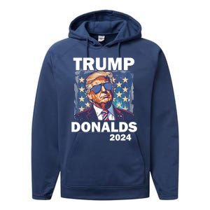 Trump Donalds Presidential Election 2024 Gift Performance Fleece Hoodie