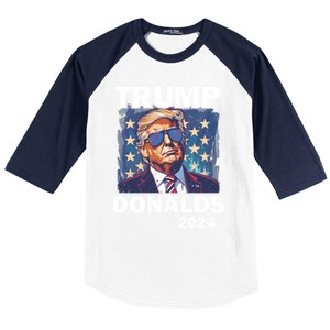 Trump Donalds Presidential Election 2024 Gift Baseball Sleeve Shirt