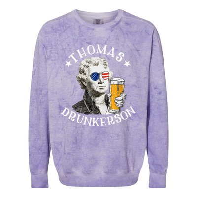 Thomas Drunkerson President Thomas Jefferson Drinking Beer Colorblast Crewneck Sweatshirt