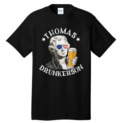 Thomas Drunkerson President Thomas Jefferson Drinking Beer Tall T-Shirt