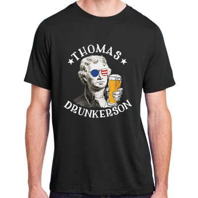 Thomas Drunkerson President Thomas Jefferson Drinking Beer Adult ChromaSoft Performance T-Shirt