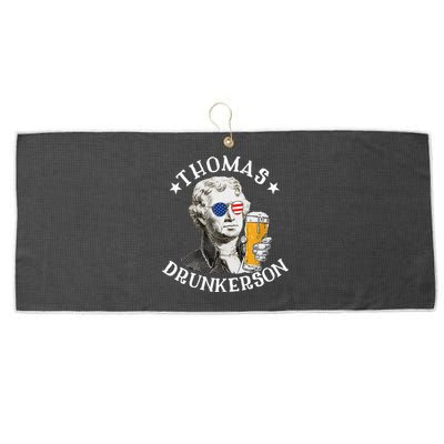 Thomas Drunkerson President Thomas Jefferson Drinking Beer Large Microfiber Waffle Golf Towel